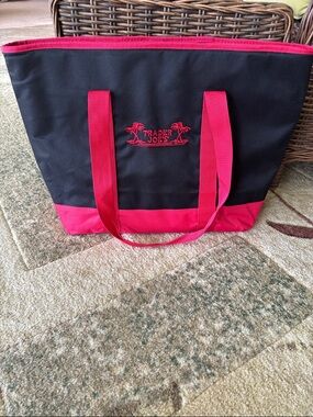 Trader Joe's Black and Red Canvas Tote Bag